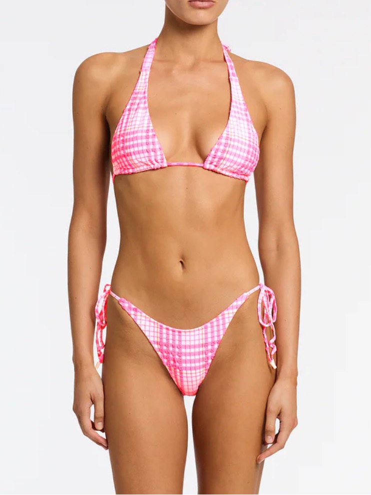 Dara - Petali Pink Triangle Bikini Set With Bag